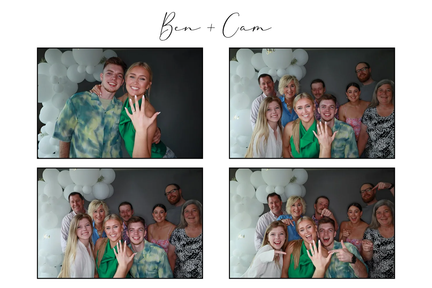 An engagement celebration captured on a photobooth photo strip